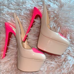 Pink heart Christian Loubuitons. (Lightly worn)